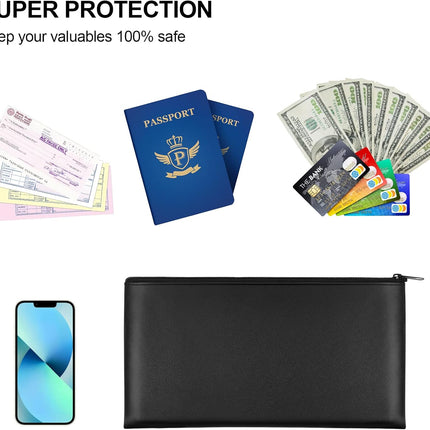 2 Pieces Money Bag,11x6.1 Inch Bags With Zipper for Cash, Bank Bag, Pouch, Holder Coins, Cosmetics, Bills, Tool 1 Black & Blue -.