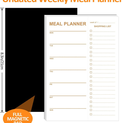 Weekly Meal Planner Magnetic, 2 Pack Undated Tear-off Sheets Planning Notepad, Magnetic for Refrigerator, Grocery List -.