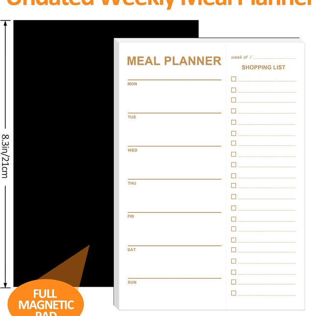 Weekly Meal Planner Magnetic, 2 Pack Undated Tear-off Sheets Planning Notepad, Magnetic for Refrigerator, Grocery List -.
