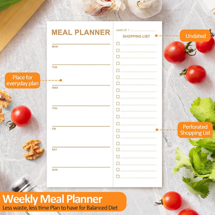 Weekly Meal Planner Magnetic, 2 Pack Undated Tear-off Sheets Planning Notepad, Magnetic for Refrigerator, Grocery List -.