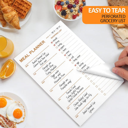 Weekly Meal Planner Magnetic, 2 Pack Undated Tear-off Sheets Planning Notepad, Magnetic for Refrigerator, Grocery List -.
