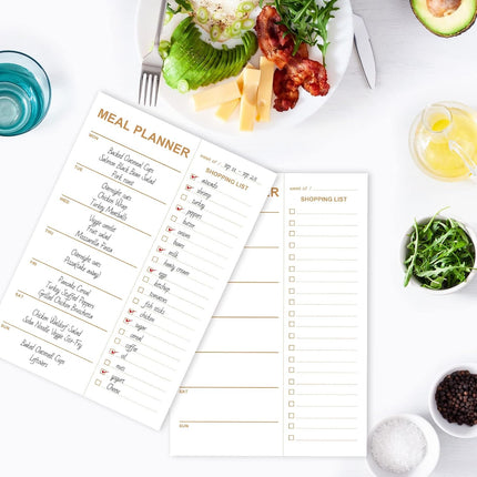 Weekly Meal Planner Magnetic, 2 Pack Undated Tear-off Sheets Planning Notepad, Magnetic for Refrigerator, Grocery List -.