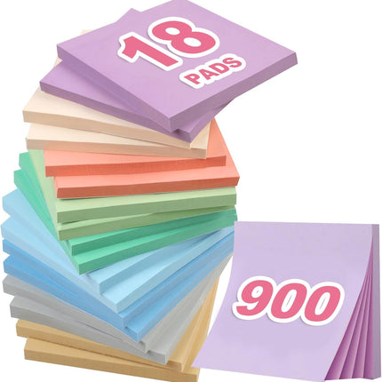 18 Pads Sticky Notes, 3x3” Aesthetic 9 Colors of Neutral Notes for Office, School, Home Desks, and More, 50 Sheets/Pad -.