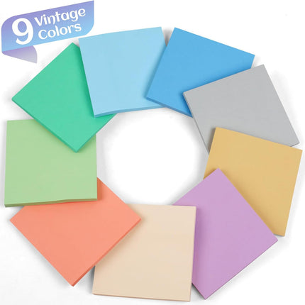 18 Pads Sticky Notes, 3x3” Aesthetic 9 Colors of Neutral Notes for Office, School, Home Desks, and More, 50 Sheets/Pad -.