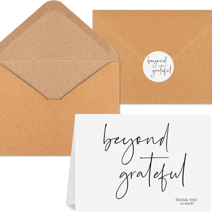 Thank You Cards with Envelopes 34 Pcs, Beyond Grateful 3.5x5 Wedding With Envelopes&Stickers, Blank Bridal Shower Cards, Bulk -.