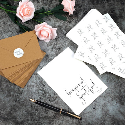 Thank You Cards with Envelopes 34 Pcs, Beyond Grateful 3.5x5 Wedding With Envelopes&Stickers, Blank Bridal Shower Cards, Bulk -.