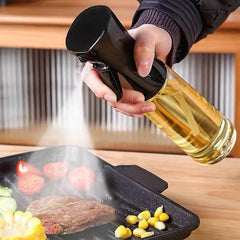 Oil Sprayer for Cooking- 200ml Glass Olive Mister, Spray Bottle, Kitchen Gadgets Accessories Air Fryer, Canola Spritzer, Widely Used Salad Making, Baking, Frying,BBQ Black -.