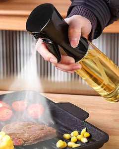 Oil Sprayer for Cooking- 200ml Glass Olive Mister, Spray Bottle, Kitchen Gadgets Accessories Air Fryer, Canola Spritzer, Widely Used Salad Making, Baking, Frying,BBQ Black -.