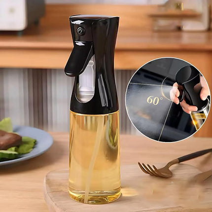 Oil Sprayer for Cooking- 200ml Glass Olive Mister, Spray Bottle, Kitchen Gadgets Accessories Air Fryer, Canola Spritzer, Widely Used Salad Making, Baking, Frying,BBQ Black -.