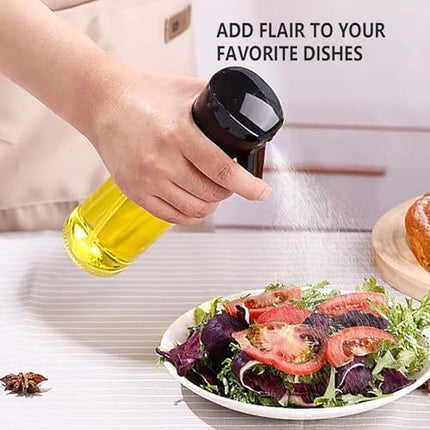 Oil Sprayer for Cooking- 200ml Glass Olive Mister, Spray Bottle, Kitchen Gadgets Accessories Air Fryer, Canola Spritzer, Widely Used Salad Making, Baking, Frying,BBQ Black -.