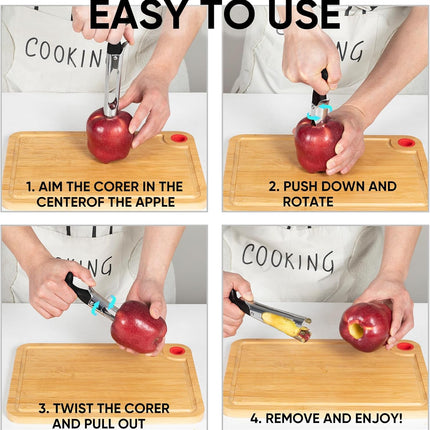 Premium Apple Corer Tool - Ultra Sharp, Stainless Steel, Serrated Blades for Easy Coring to Use & Clean, Durable Remover Baking More.