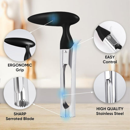 Premium Apple Corer Tool - Ultra Sharp, Stainless Steel, Serrated Blades for Easy Coring to Use & Clean, Durable Remover Baking More.