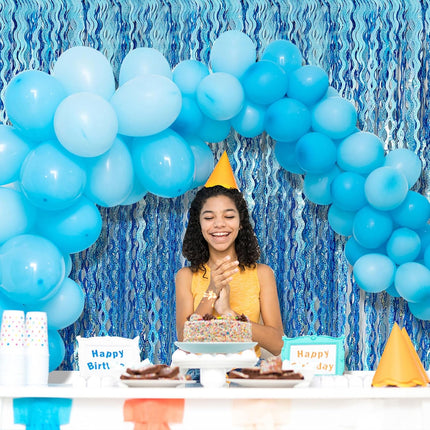 Tinsel Foil Fringe Curtains Wavy Backdrop for Parties Sparkle Metallic Curtain Party Decorations Photo Booth Props Birthday Graduation Wedding Light Blue 2 Pack.
