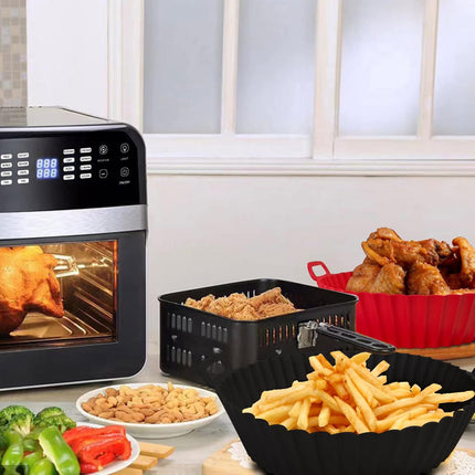 Air Fryer Silicone Liners Pot,8 inch Basket Liners, Baking Tray Pots for 3 to 5 Qt fryer Oven Reusable Accessories (Red+Black) -.