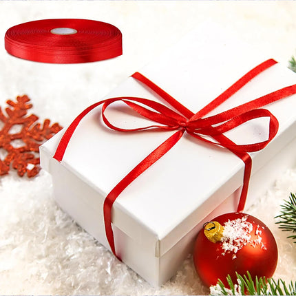 Christmas Ribbons for Crafts Satin Ribbon Gift Wrapping Crafts, Gift, Hair Bows, Wedding Party Decoration, Bow Making Red 3/8-50Yard.