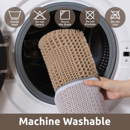 Waffle Bath-Mat, Absorbent Bath Mats for Bathroom Non Slip, Machine Washable Rugs with Tassels Ultra Soft Boho Floor 17''x24'' Beige.
