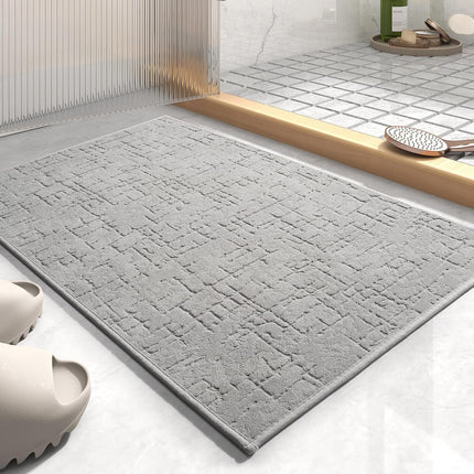 -Bath Mat-Absorbent Quick Dry Bathroom Floor Mats-Washable Rubber Backing Bath Mats for Rugs Fit Under Door-Bath Rug in Front of Sink Bathtub Shower Room, Grey 17''x24'' 17''x24''(Rectangular).