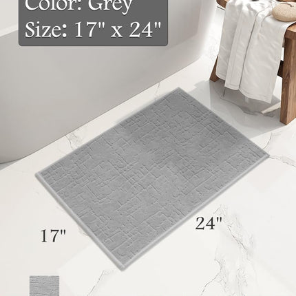 -Bath Mat-Absorbent Quick Dry Bathroom Floor Mats-Washable Rubber Backing Bath Mats for Rugs Fit Under Door-Bath Rug in Front of Sink Bathtub Shower Room, Grey 17''x24'' 17''x24''(Rectangular).