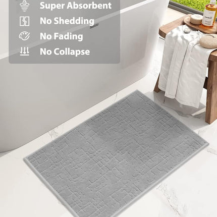 -Bath Mat-Absorbent Quick Dry Bathroom Floor Mats-Washable Rubber Backing Bath Mats for Rugs Fit Under Door-Bath Rug in Front of Sink Bathtub Shower Room, Grey 17''x24'' 17''x24''(Rectangular).
