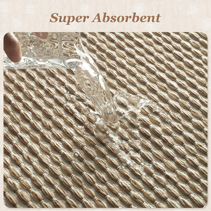 Unique Woven Bath Mat, Super Absorbent Non Slip Mats for Bathroom Floor Textured Mat Quick Dry Washable Boho Thin Rugs Beside Tub, 17" x 24", Brown 24".