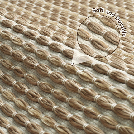 Unique Woven Bath Mat, Super Absorbent Non Slip Mats for Bathroom Floor Textured Mat Quick Dry Washable Boho Thin Rugs Beside Tub, 17" x 24", Brown 24".