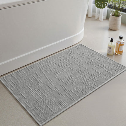 Bath Mat Non Slip Super Absorbent Quick Dry Mats for Bathroom Floor Rubber Backing Washable Rugs Modern Woven Jacquard Mat, Beside Tub Rugs, 17" x 24", LightGrey Lightgrey 24".