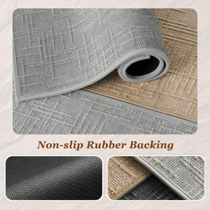 Bath Mat Non Slip Super Absorbent Quick Dry Mats for Bathroom Floor Rubber Backing Washable Rugs Modern Woven Jacquard Mat, Beside Tub Rugs, 17" x 24", LightGrey Lightgrey 24".