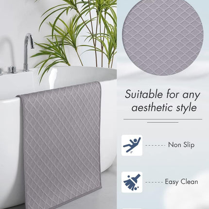 Ultra Thin Bath Mat, Rubber Backed Mats for Bathroom Non Slip, Absorbent Mat Floor Machine Washable Rugs, Shower, Sink (17"x28", Grey) Grey 17"x28".
