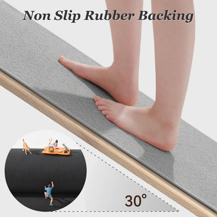 Thin Bath Mat, Super Absorbent Mats for Bathroom, Quick Dry Rubber Backed Rug Non Slip, Chenille Surface Bathroom Rugs Fit Under Door,Low Pile Shower Rug,Grey,17" x 28" Grey 17".