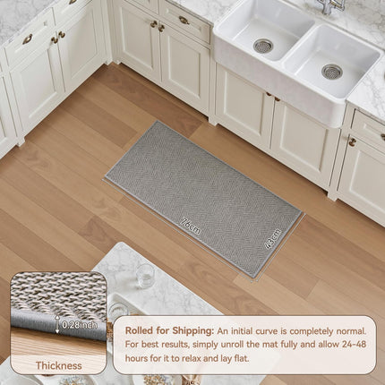 Kitchen Mats for Floor, Non Slip Washable Grey Rugs Absorbent Quick Dry and Easy to Clean, in Front of Sink, 17“*30” Light 17"×30".