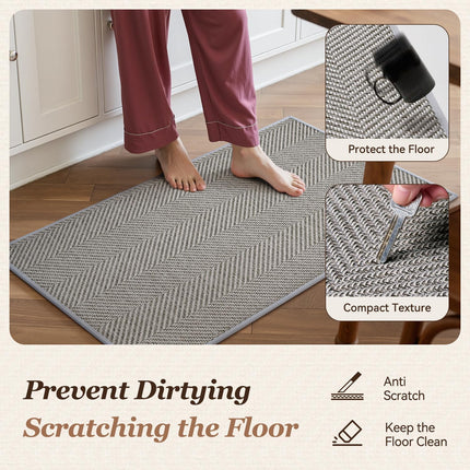 Kitchen Mats for Floor, Non Slip Washable Grey Rugs Absorbent Quick Dry and Easy to Clean, in Front of Sink, 17“*30” Light 17"×30".
