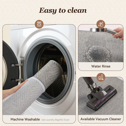 Kitchen Mats for Floor, Non Slip Washable Grey Rugs Absorbent Quick Dry and Easy to Clean, in Front of Sink, 17“*30” Light 17"×30".