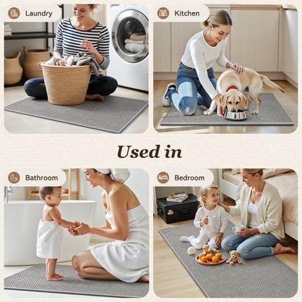 Kitchen Mats for Floor, Non Slip Washable Grey Rugs Absorbent Quick Dry and Easy to Clean, in Front of Sink, 17“*30” Light 17"×30".