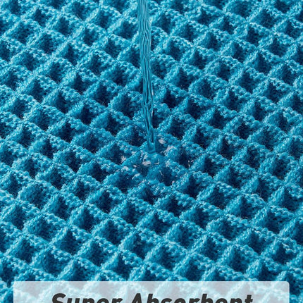 Upgraded Waffle Bath Mat, Super Absorbent Non Slip Mats for Bathroom Floor, Machine Washable Rugs with Tassels, Rubber Backed Mats, Ultra Soft, 18" x 30", Teal -.