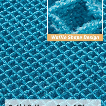 Upgraded Waffle Bath Mat, Super Absorbent Non Slip Mats for Bathroom Floor, Machine Washable Rugs with Tassels, Rubber Backed Mats, Ultra Soft, 18" x 30", Teal -.