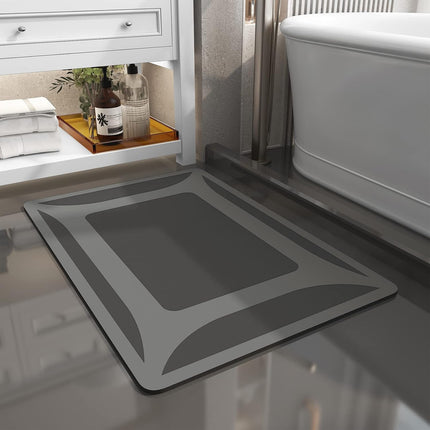 -Bath Rug-Quick Dry Absorbent Rubber Backed Thin Bathroom Rugs Fit Under Door-Bath Mats for Floor Mat in Front of Sink-Shower Rug 17"X27.5" Dark Grey 1'6" x 2'3" (Rectangular).
