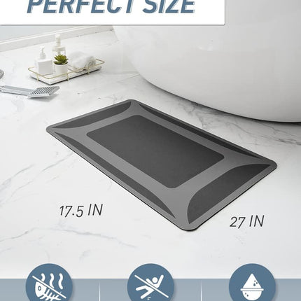 -Bath Rug-Quick Dry Absorbent Rubber Backed Thin Bathroom Rugs Fit Under Door-Bath Mats for Floor Mat in Front of Sink-Shower Rug 17"X27.5" Dark Grey 1'6" x 2'3" (Rectangular).