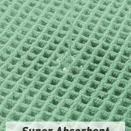 Upgraded Waffle Bath Mat, Super Absorbent Non Slip Mats for Bathroom Floor, Machine Washable Rugs with Tassels, Rubber Backed Mats, Ultra Soft, 17" x 24", Sage -.