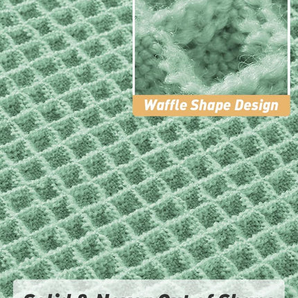 Upgraded Waffle Bath Mat, Super Absorbent Non Slip Mats for Bathroom Floor, Machine Washable Rugs with Tassels, Rubber Backed Mats, Ultra Soft, 17" x 24", Sage -.