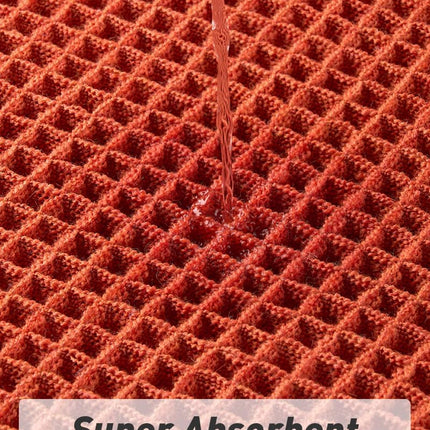 Upgraded Waffle Bath Mat, Super Absorbent Non Slip Mats for Bathroom Floor, Machine Washable Rugs with Tassels, Rubber Backed Mats, Ultra Soft, 20" x 32", Orange -.