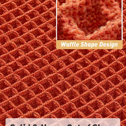 Upgraded Waffle Bath Mat, Super Absorbent Non Slip Mats for Bathroom Floor, Machine Washable Rugs with Tassels, Rubber Backed Mats, Ultra Soft, 20" x 32", Orange -.