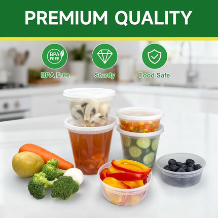 50 Set 32 oz Deli Containers with Lids, Leak-Proof BPA Free Plastic Take Out Bowls, Food Storage for Takeout Meal Prep Storage, Freezer, Microwave & Dishwasher Safe -.