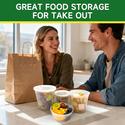 50 Set 32 oz Deli Containers with Lids, Leak-Proof BPA Free Plastic Take Out Bowls, Food Storage for Takeout Meal Prep Storage, Freezer, Microwave & Dishwasher Safe -.
