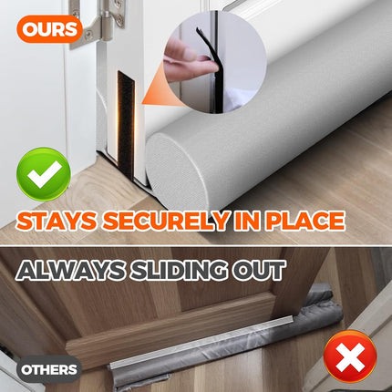 Door Draft Stopper Sweep Weather Stripping Noise Blocker Window Breeze Adjustable Closers, Grey Gray 36 inch.