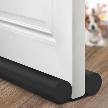 Door Draft Stopper Weather Stripping for Bottom of Window Breeze Blocker Adjustable Sweeps, Black 37 inch.