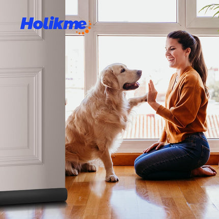 Door Draft Stopper Weather Stripping for Bottom of Window Breeze Blocker Adjustable Sweeps, Black 37 inch.