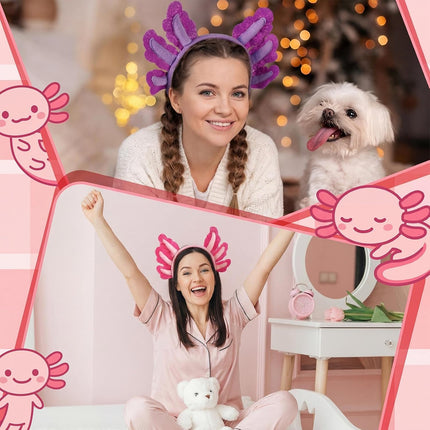 12 Pcs Halloween Axolotl Costume Headband Animal Ear Hair Hoop Headpiece Cosplay Party Favor for Women Adult Christmas Birthday Decor Accessory -.