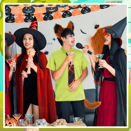3 Pcs Fox Cosplay Costume Includes Necktie, Ears Headband, and Tail for Halloween Party Adult Accessories -.