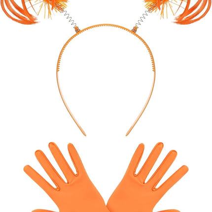 Halloween Dress up Set Included Orange Wig and Wrist Spandex Gloves Headband Ponytails Head Bopper Cosplay Costume for Women Men Adult Party Supplies Headwear Accessory -.