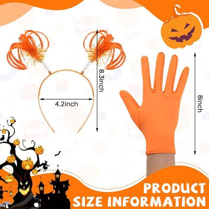 Halloween Dress up Set Included Orange Wig and Wrist Spandex Gloves Headband Ponytails Head Bopper Cosplay Costume for Women Men Adult Party Supplies Headwear Accessory -.